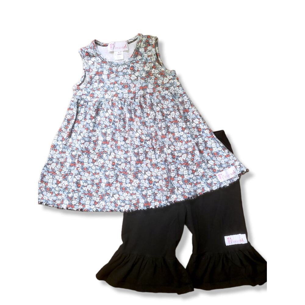 Flowersak Ruffle Girl 5 Floral Capri Tank Outfit Set
